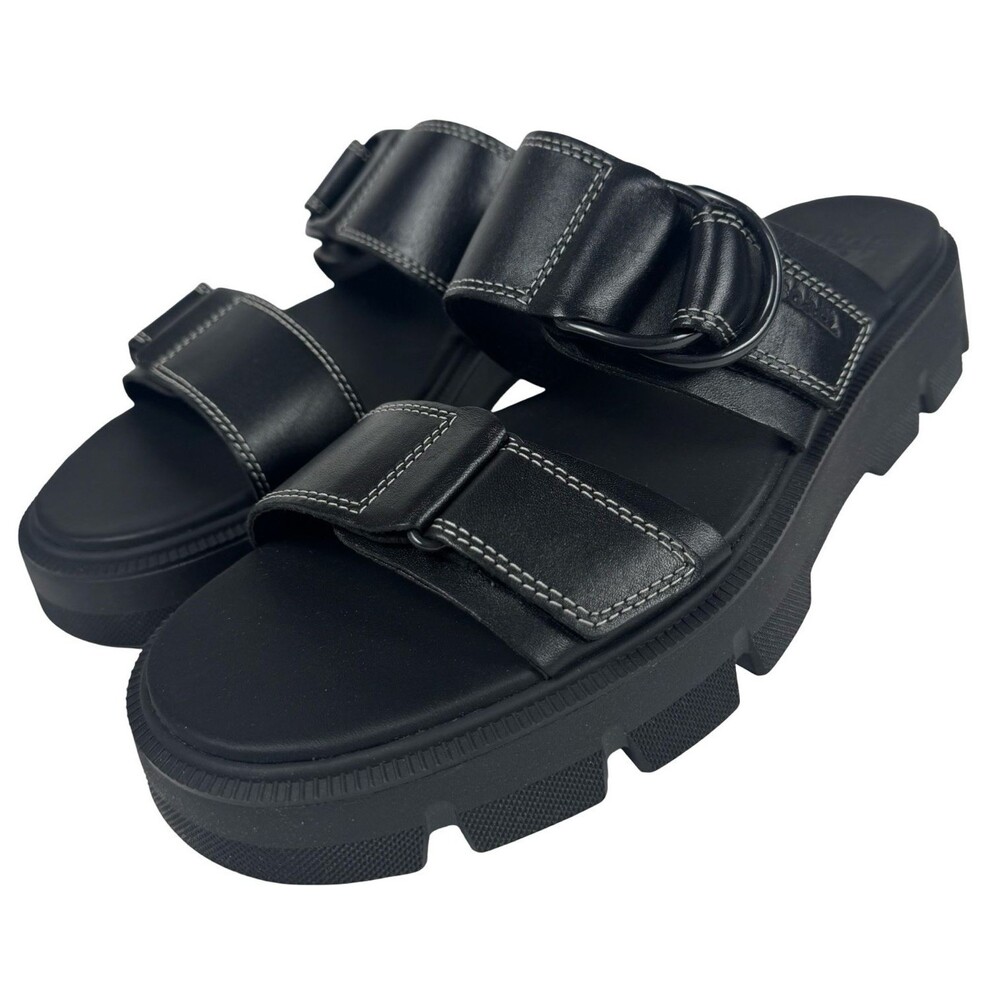 Sorel Size 10 Rein CB Platform Slide Sandal Black Chunky Leather New